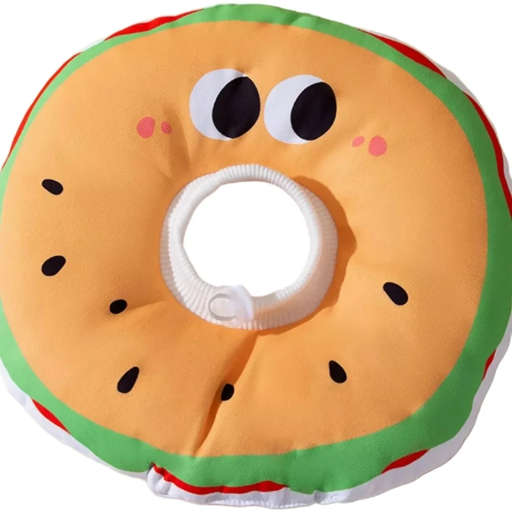 Pet Funny Food Theme Adjustable Soft E-Collar Cat Dog Animal Recovery Cone Large